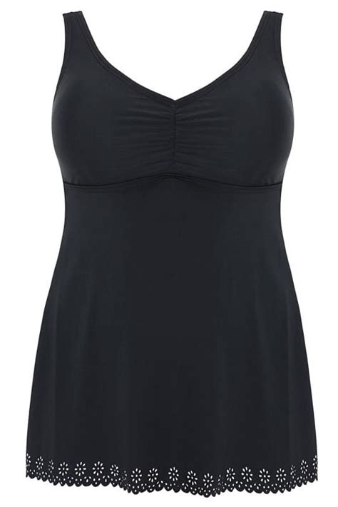 Black Cut Out Detail Swim Dress Plus Size 16 To 32
