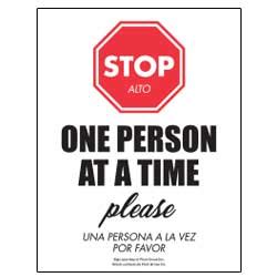 One person at a time. Stop - One Person At A Time (English/Spanish) | Plum Grove