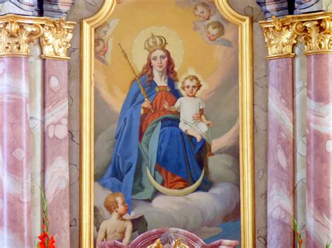 Foto Altarbild Maria Königin Mit Dem Jesuskind Das Die Rechte Hand Zum
