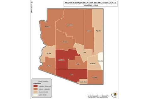 Buy Arizona Population Estimate By County 2016 Map Online