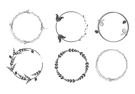 Set Of Vector Graphic Circle Frames Wreaths For Design Logo Template