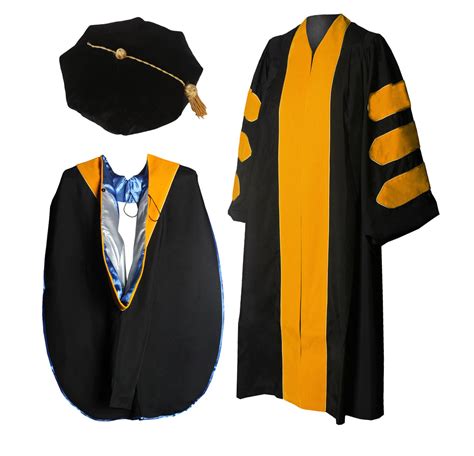 Deluxe Doctoral Graduation Gown Hood And 8 Sided Tam Package
