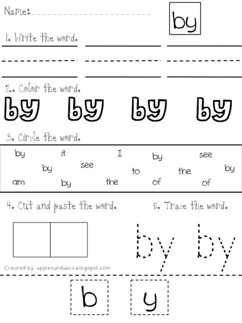 11 Best Images of Cut And Paste Sight Word Worksheets - Kindergarten