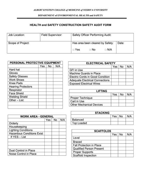 Health And Safety Construction Safety Audit Form 2003 2021 Fill And