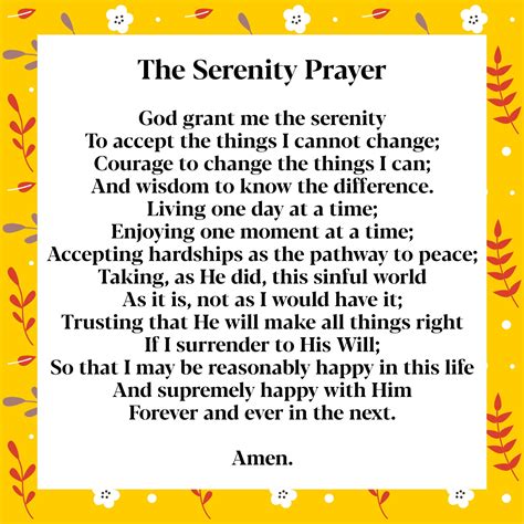 Serenity Prayer Short Version Printable