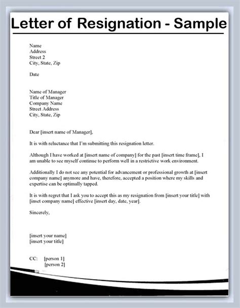Resignation Sample How To Write A Resignation Letter Professional
