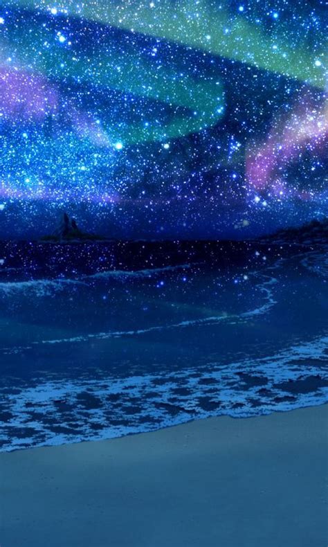 Beach Peace Fantasy Starry Sky Night Art Wallpaper