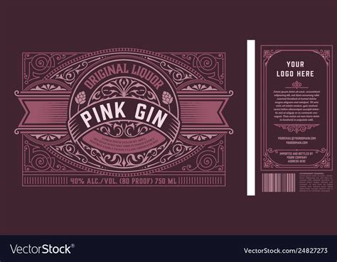 Vintage Gin Label For Packing Back And Front Side Vector Image