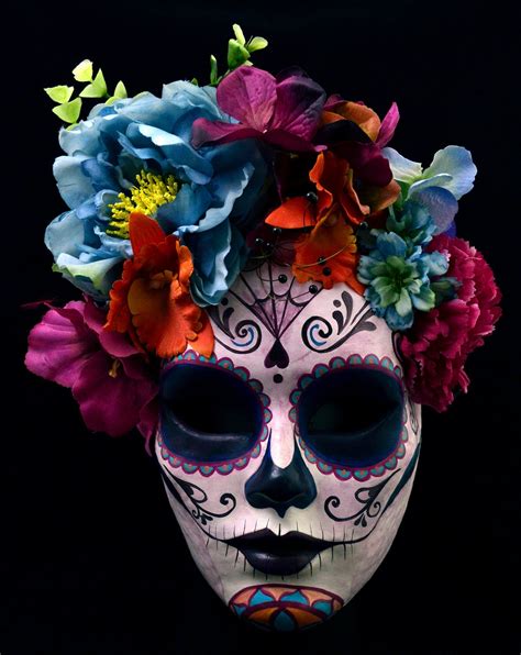 Half Face Mask Catrina Dia De Los Muertos Day Of The Dead Coco Costume