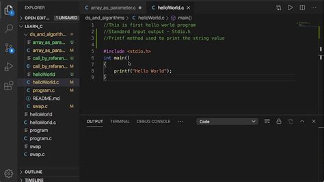 Hello World In C Language Youtube