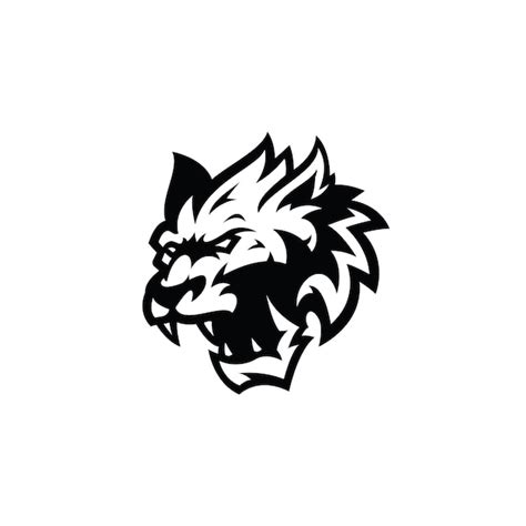 Premium Vector Angry Wolf Head Outline Silhouette Illustration Logo