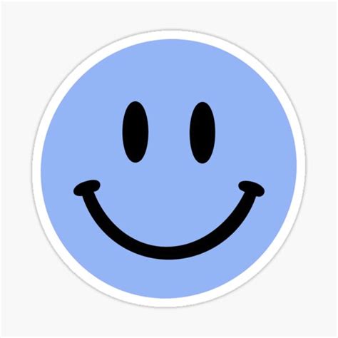 Blue Pastel Smiley Face Sticker For Sale By Lizspiegs Redbubble
