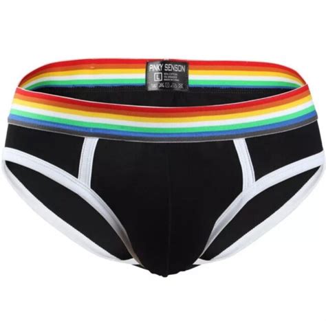 Men Rainbow Underpants Lgbt Panties Shorts Gay Underwear Black M L Xl