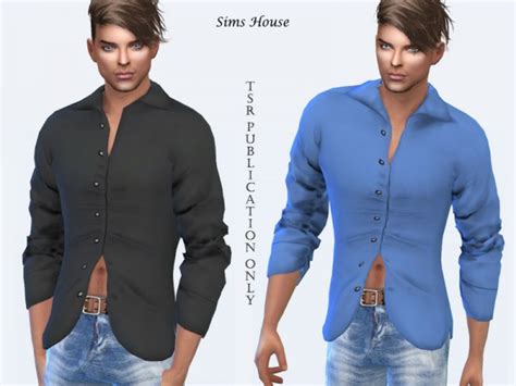 The Sims Resource Mens Shirt Half Open By Sims House • Sims 4 Downloads
