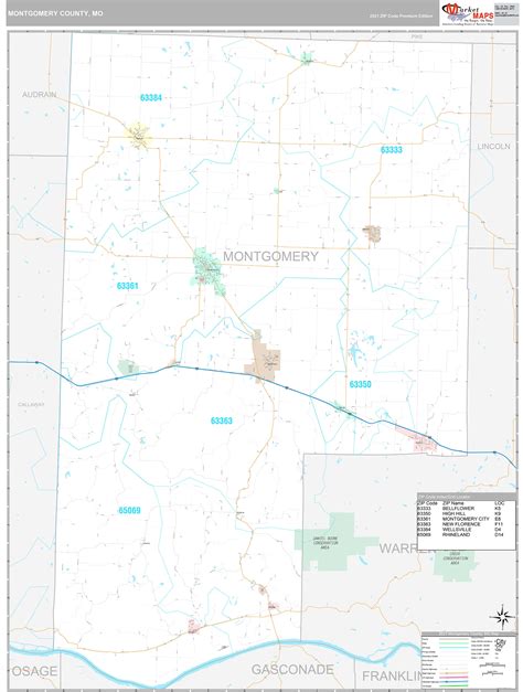 Montgomery County Mo Wall Map Premium Style By Marketmaps Mapsales