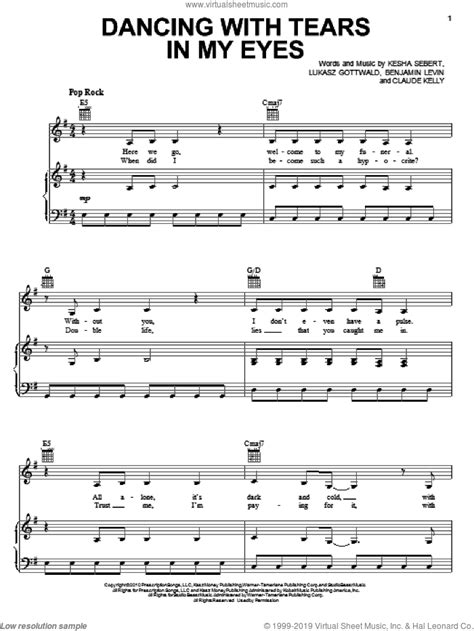 Dancing With Tears In My Eyes Sheet Music For Voice Piano Or Guitar