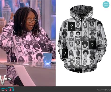 Wornontv Whoopis Mugshot Print Hoodie On The View Whoopi Goldberg