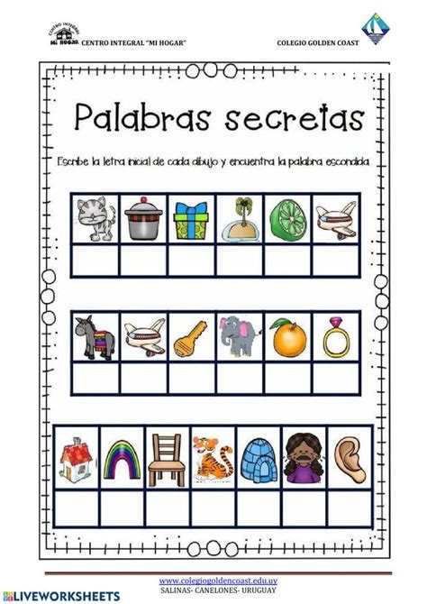 Paginas Interactivas Para Preescolar Palabras Secretas Ficha