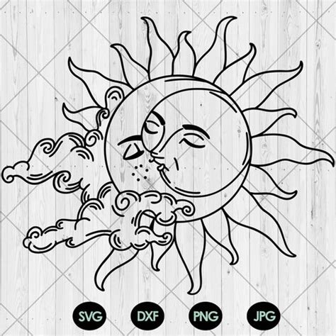 Sun And Moon Svg Boho Svg Celestial Svg Designs With Etsy