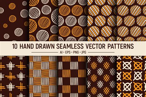 10 Hand Drawn Seamless Vector Patterns Graphic By Avk Graphics