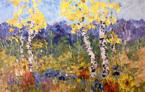 Daily Painters Abstract Gallery Palette Knife Aspen Tree Colorado