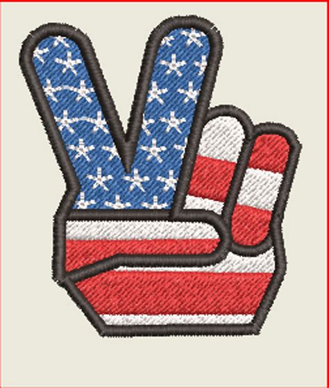American Peace Sign Embroidery Design Digital Download Etsy