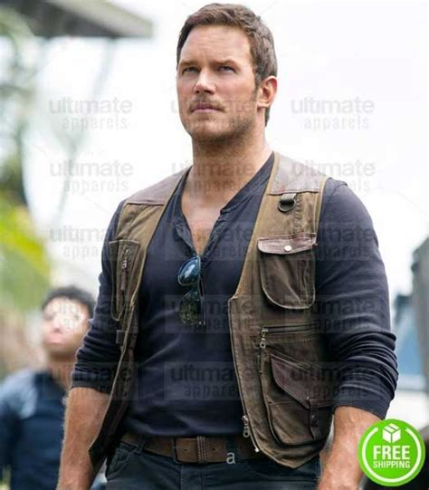 Jurassic World Fallen Kingdom Chris Pratt Owen Grady Brown Leather Vest Ubicaciondepersonas