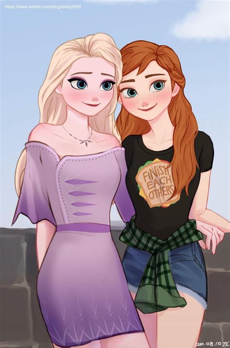 Modern Elsa And Anna By Tdytg Princesas Disney Originais Disney Fofa