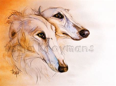 Greyhound Borzoi Dog Art Borzoi Painting Borzois Art Print Size 8x12