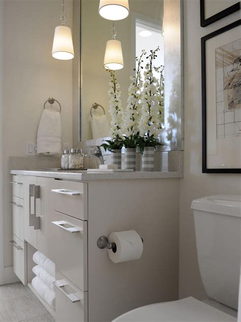 Contemporary White Bathroom With Chic Cream Vanity Beautiful Bathroom Designs Bathroom