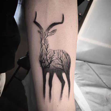 30 Tree Themed Deer Tattoo Design For Love Of Nature And Animals