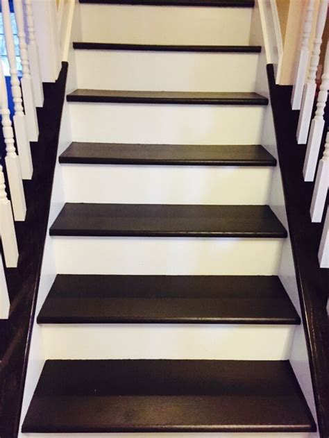 We used fusion mineral paint's stain & finishing oil (sfo) in cappuccino to stain over our stained wood stairs. Painted our wood steps using Sherwin Williams floor paint on treads and white trim paint on ...