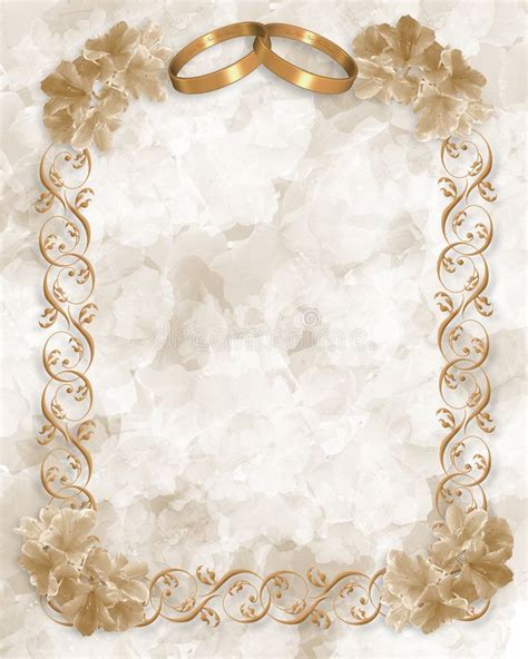 Wedding Invitation Gold Rings Floral Stock Illustration Gold