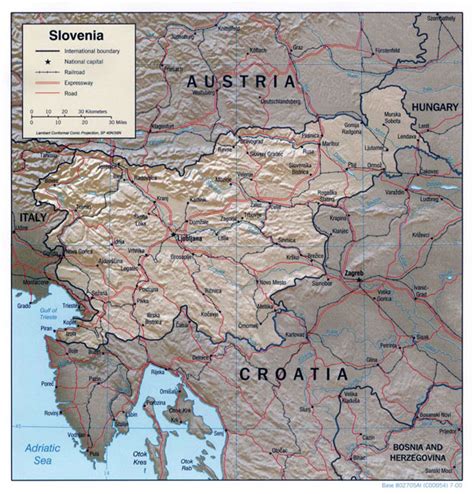 Detailed Political Map Of Slovenia With Relief Roads And Cities Vidiani Com Maps Of All