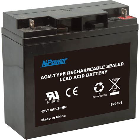 Npower Sealed Lead Acid Battery — Agm Type 12v 18 Amps Northern Tool Equipment