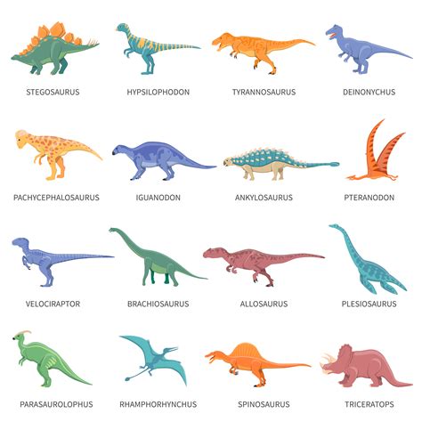Dinosaurs Colored Isolated Icons Set 477280 Vector Art At Vecteezy