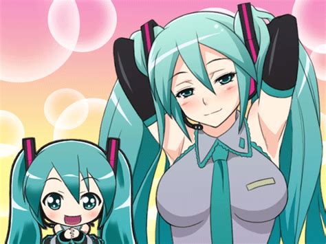 mameshiba pixiv 59310 hatsune miku vocaloid animated animated 1girl alternate breast