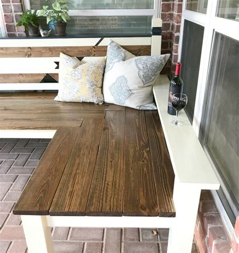 Follow the tutorial to get the complete guidance. L-Shaped DIY Backyard Bench, just $130 - Abbotts At Home