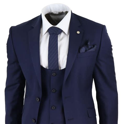 Mens Navy 3 Piece Wedding Suit Buy Online Happy Gentleman