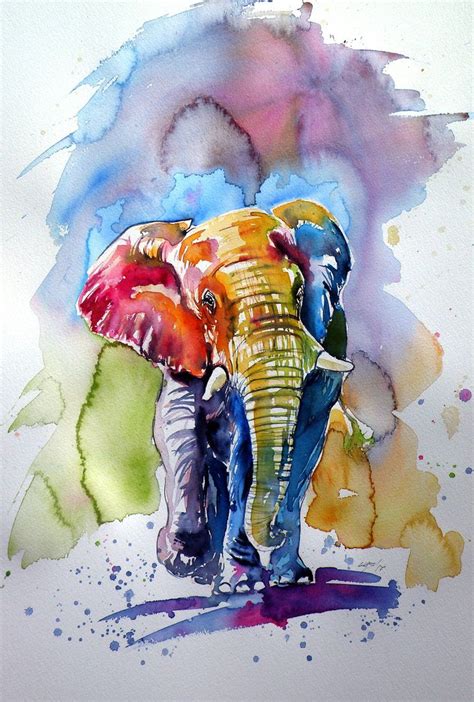 Colorful Elephant 2017 Watercolour By Kovács Anna Brigitta Elephant