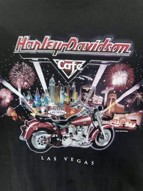 Vintage Harley Davidson Cafe Las Vegas Strip Graphic T Shirt Black