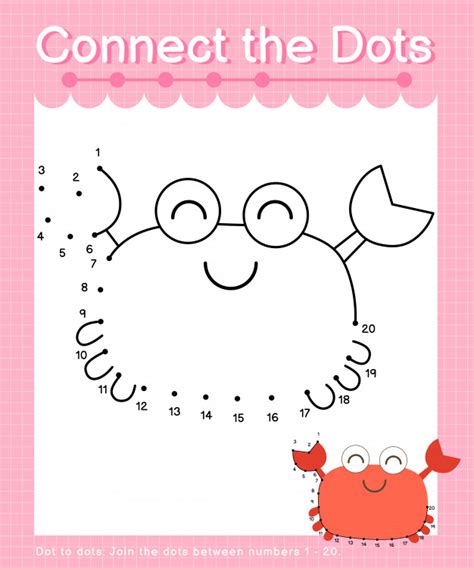 The following worksheets involve the important skills of counting and reading numbers. Premium Vector | Connect the dots: crab - dot to dot games ...