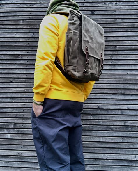 Waxed Canvas Backpack Medium Size Hipster Backpack With Etsy
