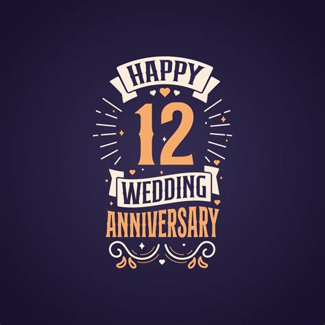 Happy 12th Wedding Anniversary Quote Lettering Design 12 Years