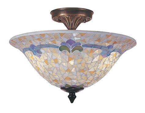 Ceilings are about 8 feet, so nothing that hangs too low. Dale Tiffany TM100553 Johana Mosaic Semi-Flush Mount ...