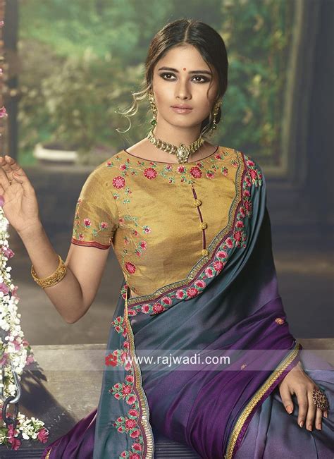 Shaded Saree With Embroidered Blouse