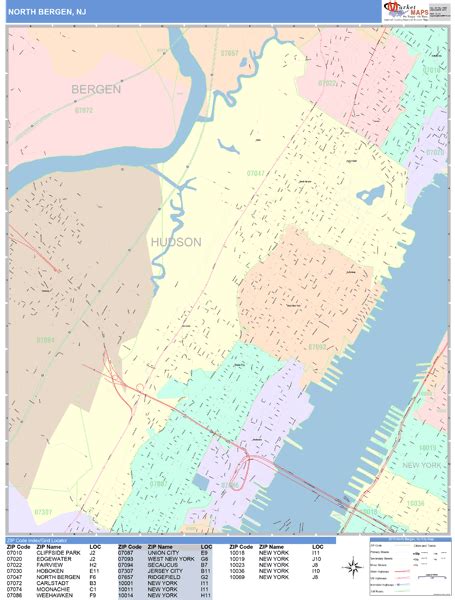 North Bergen New Jersey Wall Map Color Cast Style By Marketmaps