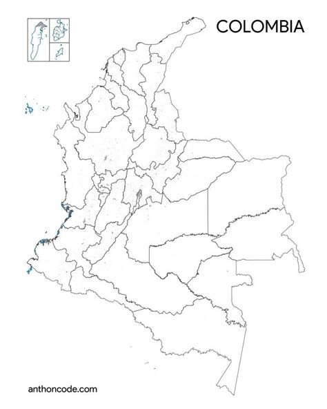 Mapa De Colombia Departamentos Y Capitales Para Dibujar Colorear My
