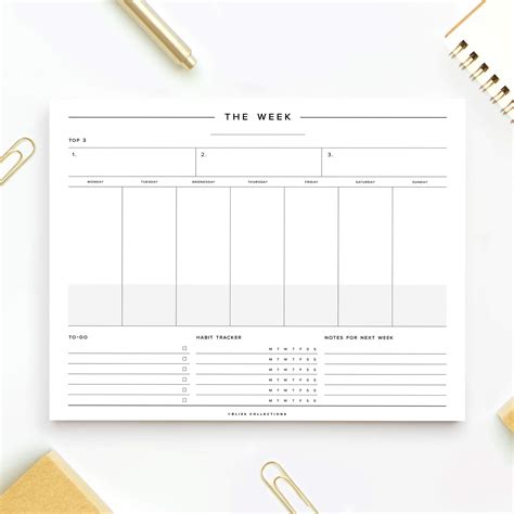 Buy Bliss Collections Minimalist Weekly Planner Tear Off Pad