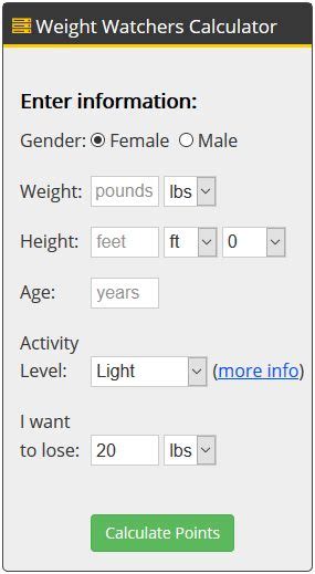 Includes a 24/7 online coach to keep you motivated and offer guidance. Weight Watchers calculator | Weight watchers calculator ...